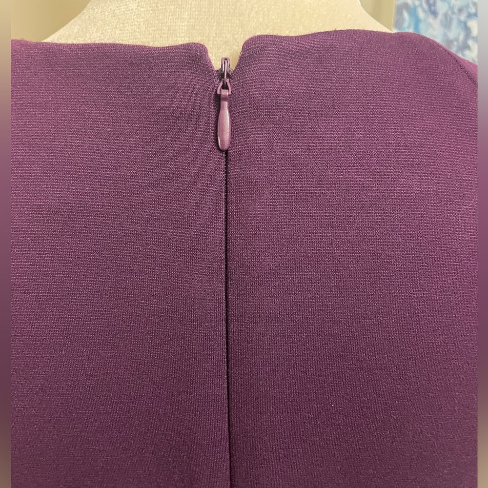 Calvin Klein Deep Plum Colored Dress w/Sweetheart Neck & Ruched Fabric (Size: 4) - Picture 5 of 10